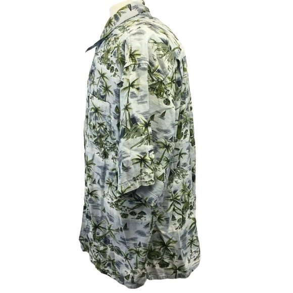 Field & Stream Shirt Mens 2XL XXL Blue Hawaiian Print Rayon Blend 1 Pocket S/S - Picture 2 of 12